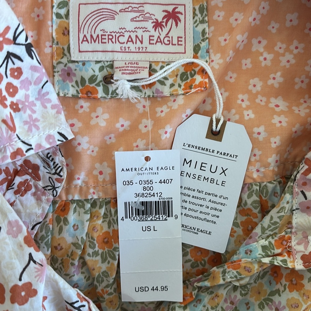 American Eagle Mixed Print Floral Patchwork Butto… - image 6